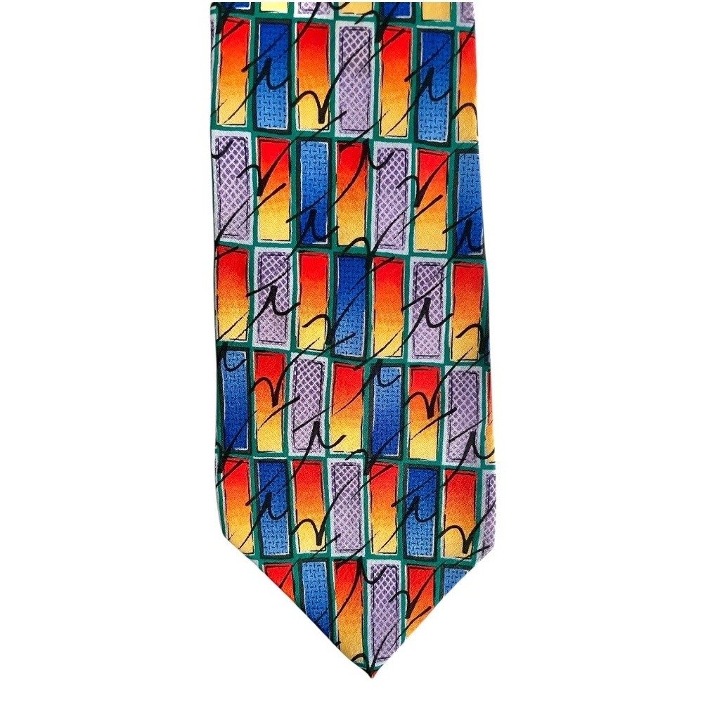 Jimmy V Mens 100% Silk Tie by Stonehenge Digger Phelps Collection 80’s Vintage